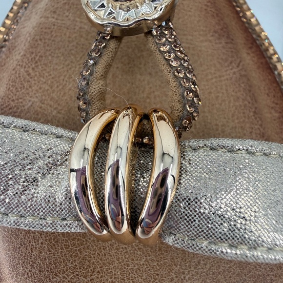 Patrizia Charmer Wedge Sandal with Crystal & Gold Shimmer Ankle Strap Size 10 - Picture 12 of 15